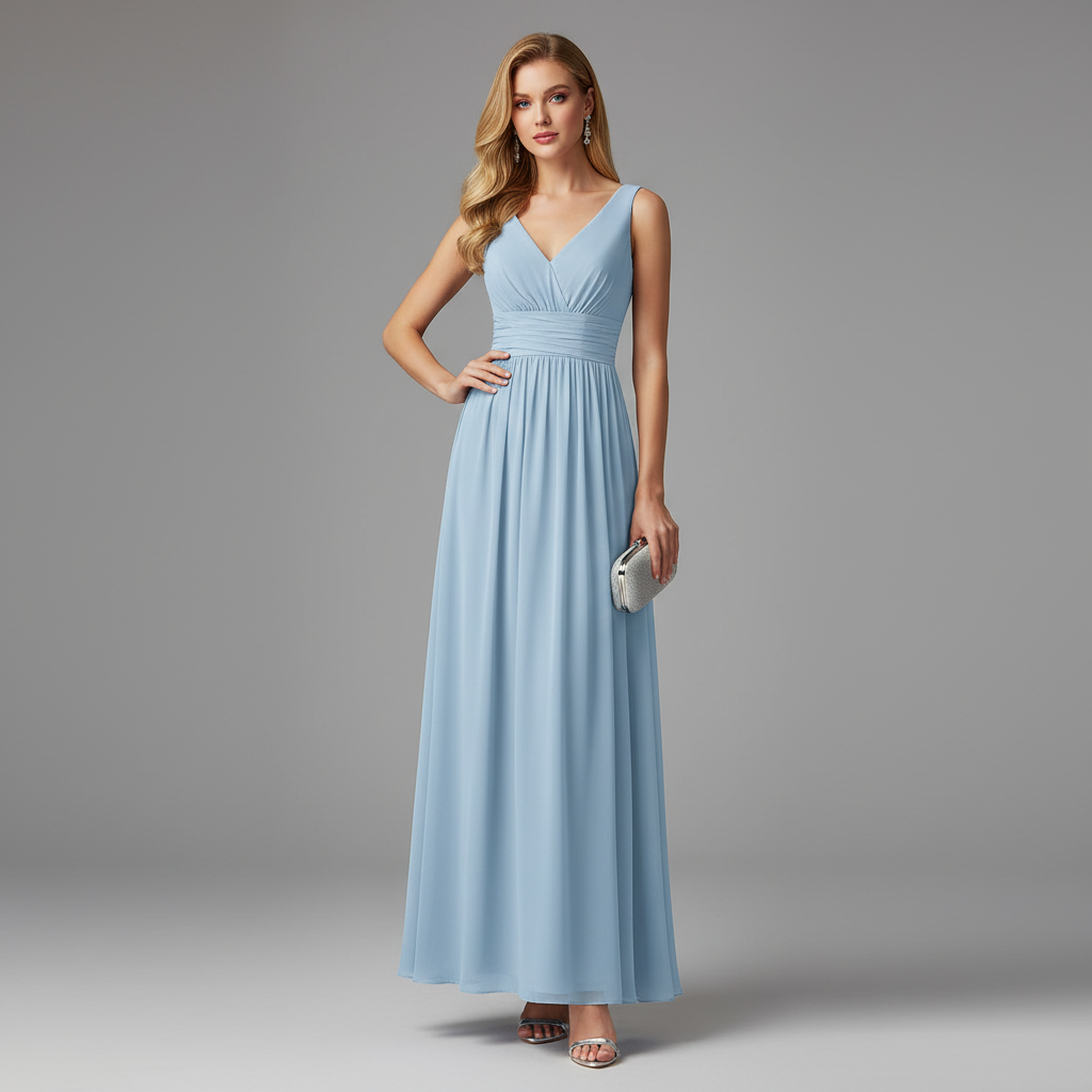 Ärmelloses Maxi Kleid V-Ausschnitt | Maxikleid Sommer Damen