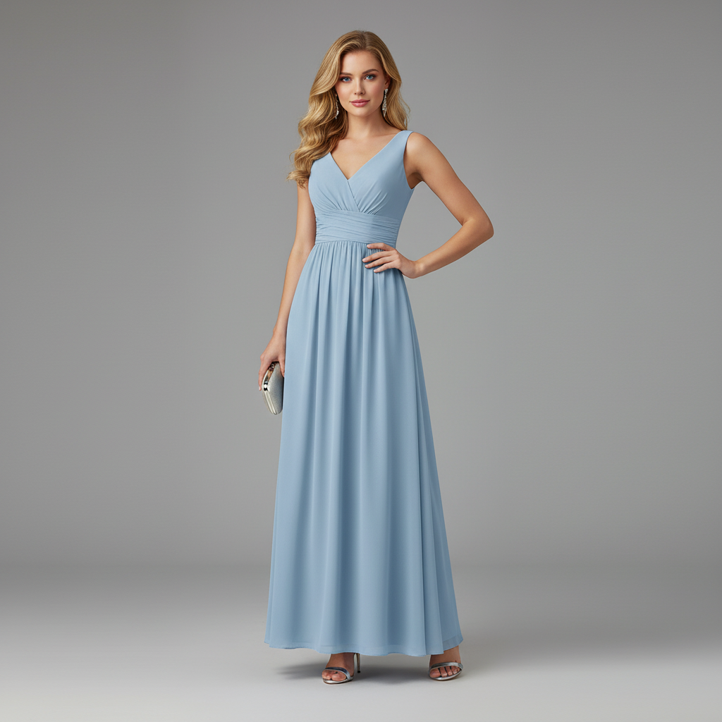 Ärmelloses Maxi Kleid V-Ausschnitt | Maxikleid Sommer Damen