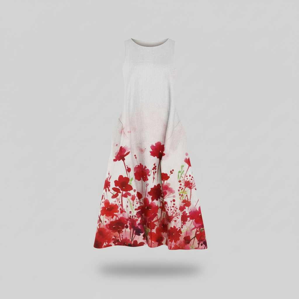 Blumenmuster Midi Kleid für Damen | Sommermode