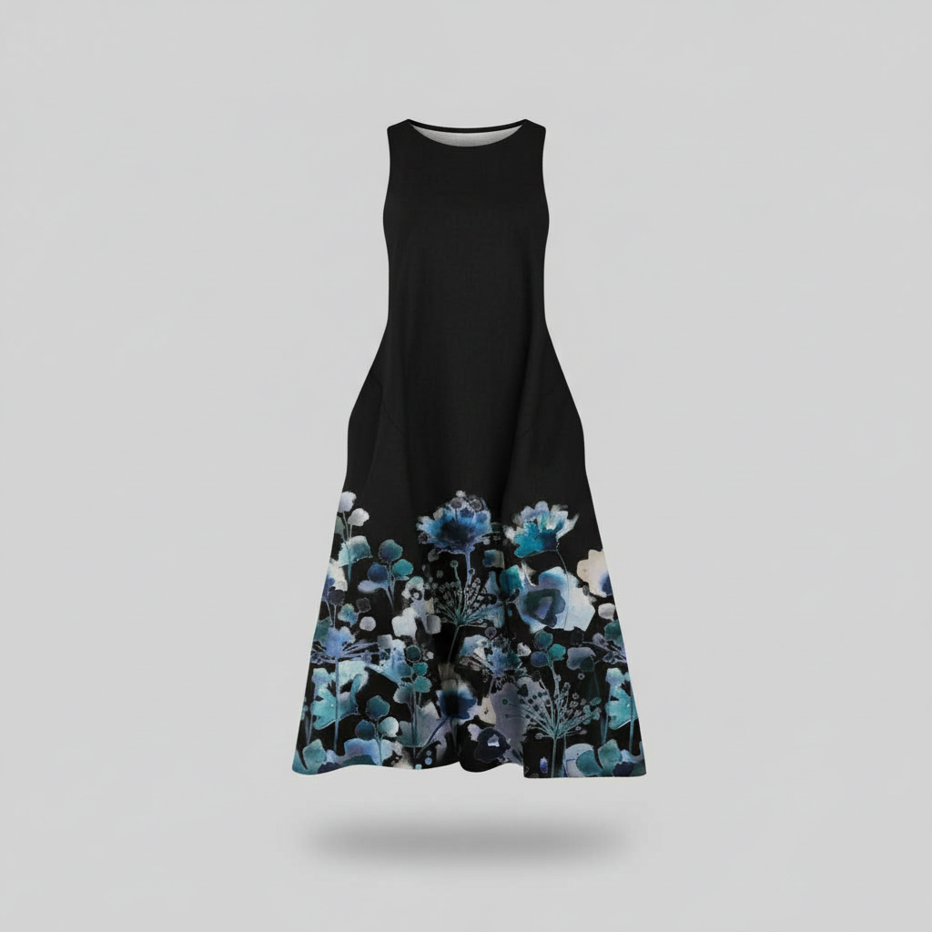 Blumenmuster Midi Kleid für Damen | Sommermode