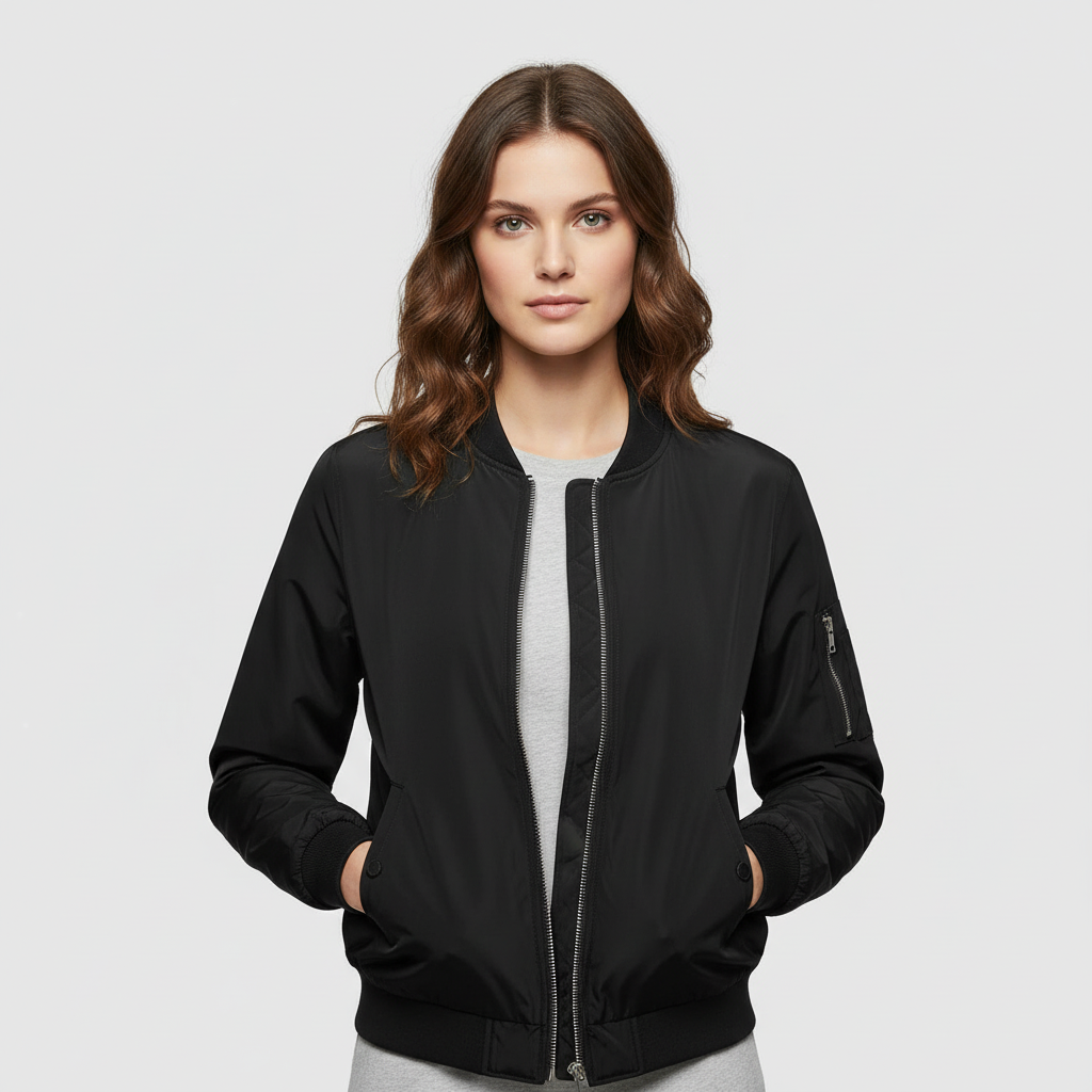 Damen Bomberjacke | Sportliche Kurzjacke mit Reißverschluss