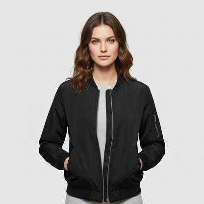 Damen Bomberjacke | Sportliche Kurzjacke mit Reißverschluss