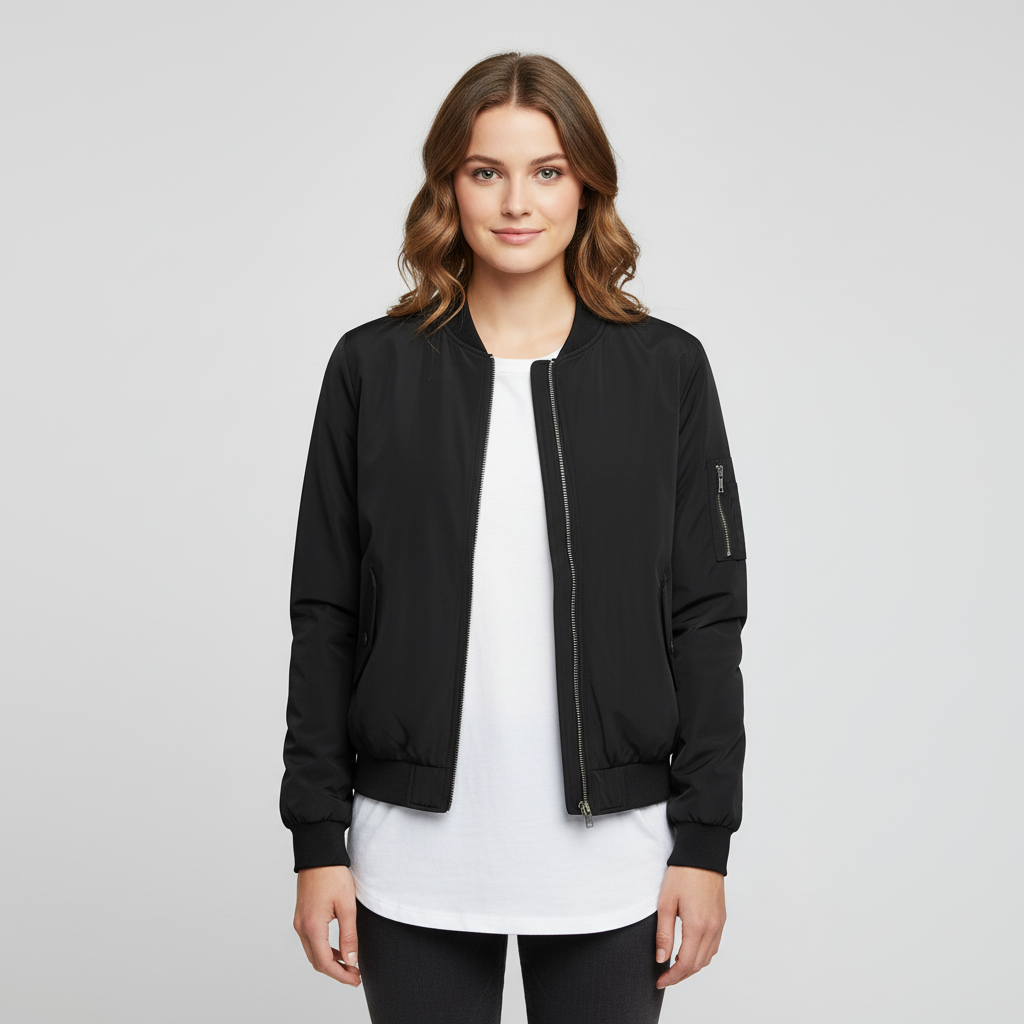 Damen Bomberjacke | Sportliche Kurzjacke mit Reißverschluss