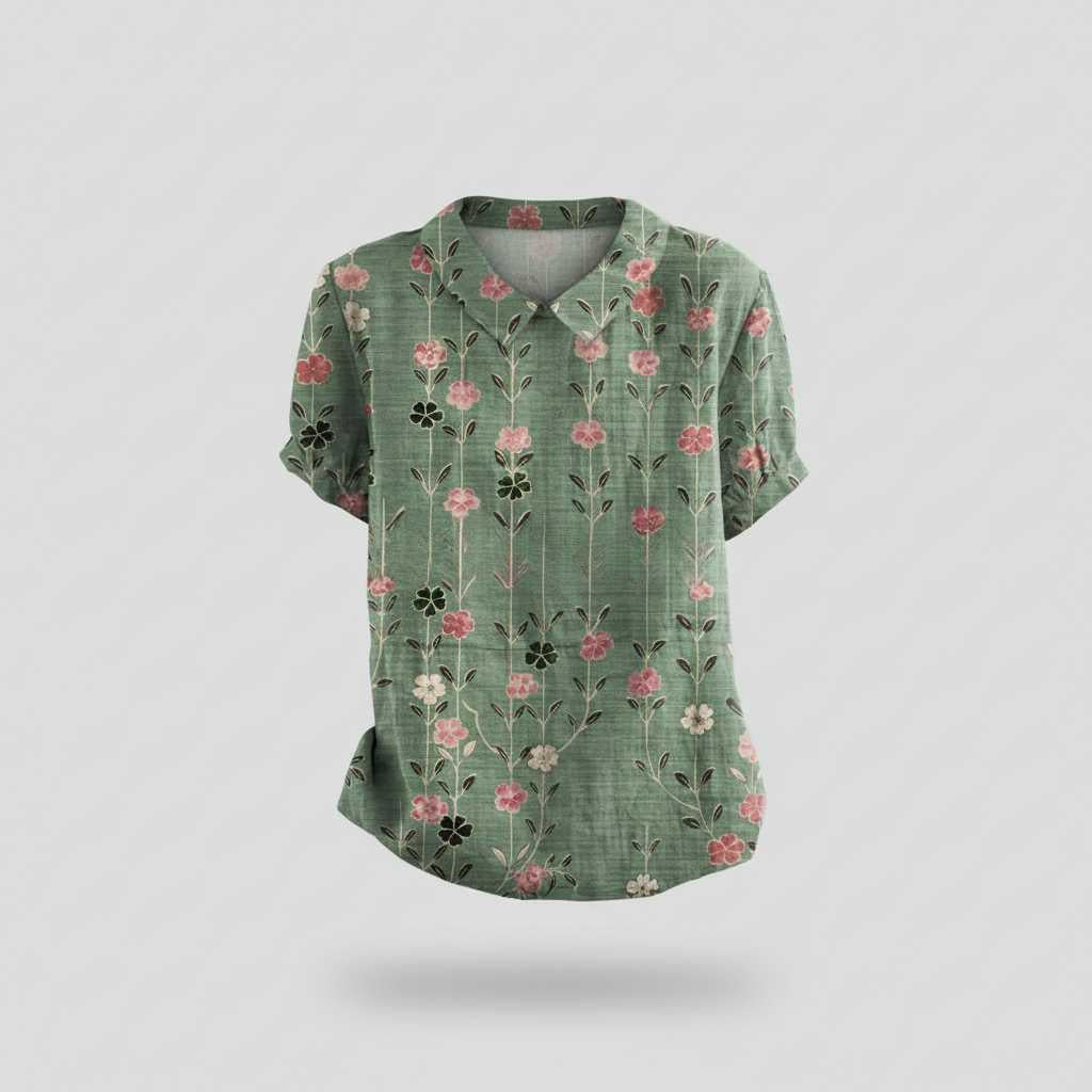 Damen Vintage Bluse mit Blumenmuster | Lässige Mode