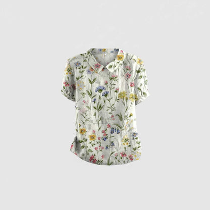 Damen Vintage Bluse mit Blumenmuster | Lässige Mode