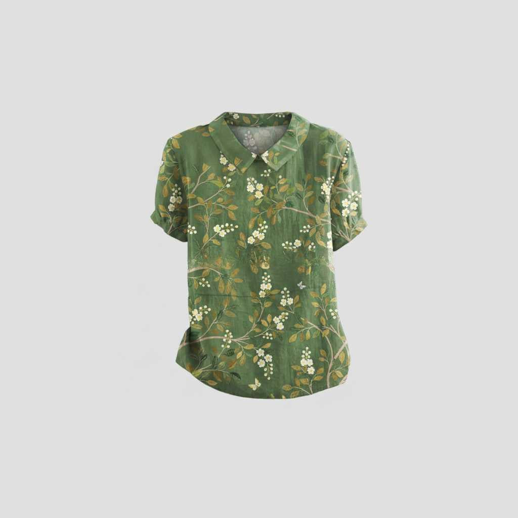 Damen Vintage Bluse mit Blumenmuster | Lässige Mode