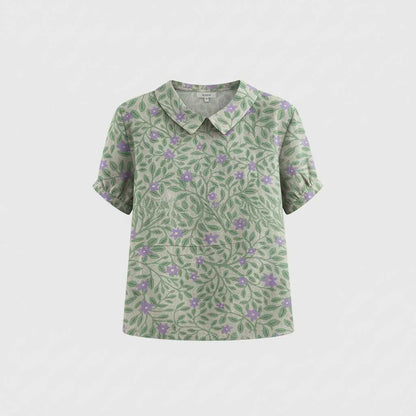 Damen Vintage Bluse mit Blumenmuster | Lässige Mode