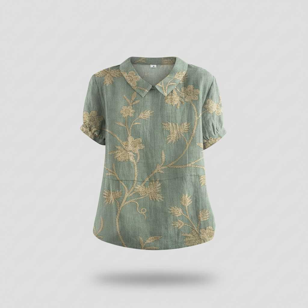 Damen Vintage Bluse mit Blumenmuster | Lässige Mode