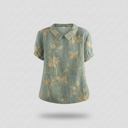Damen Vintage Bluse mit Blumenmuster | Lässige Mode