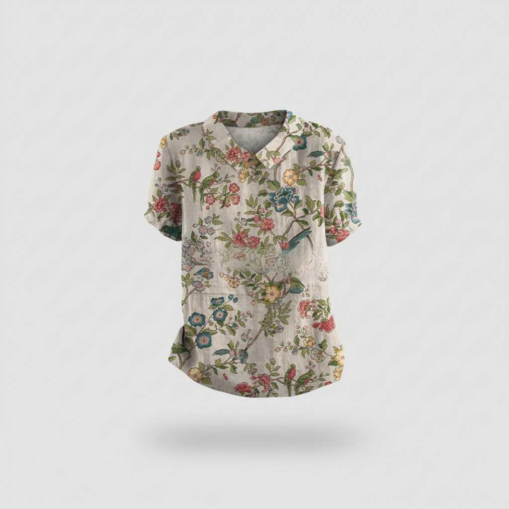 Damen Vintage Bluse mit Blumenmuster | Lässige Mode