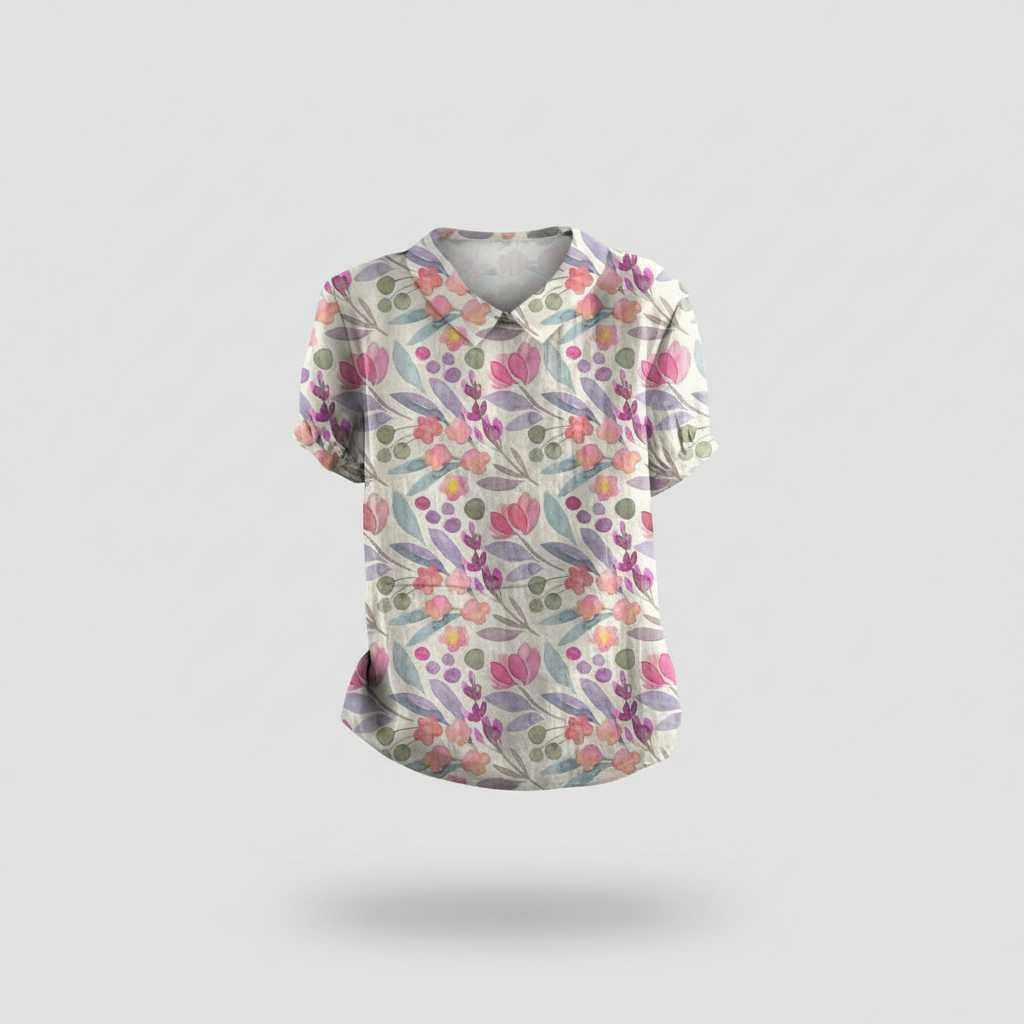 Damen Vintage Bluse mit Blumenmuster | Lässige Mode