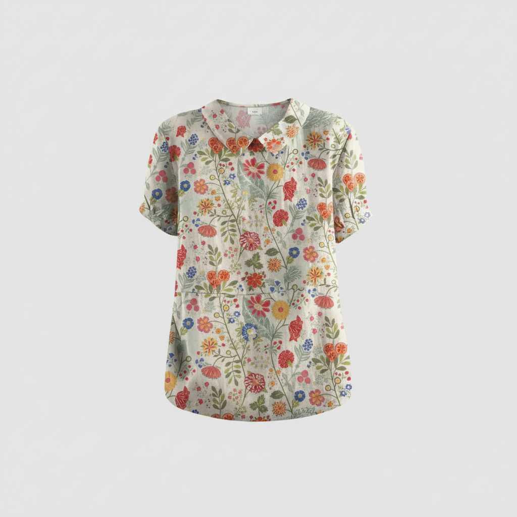 Damen Vintage Bluse mit Blumenmuster | Lässige Mode