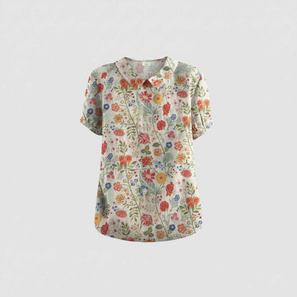 Damen Vintage Bluse mit Blumenmuster | Lässige Mode