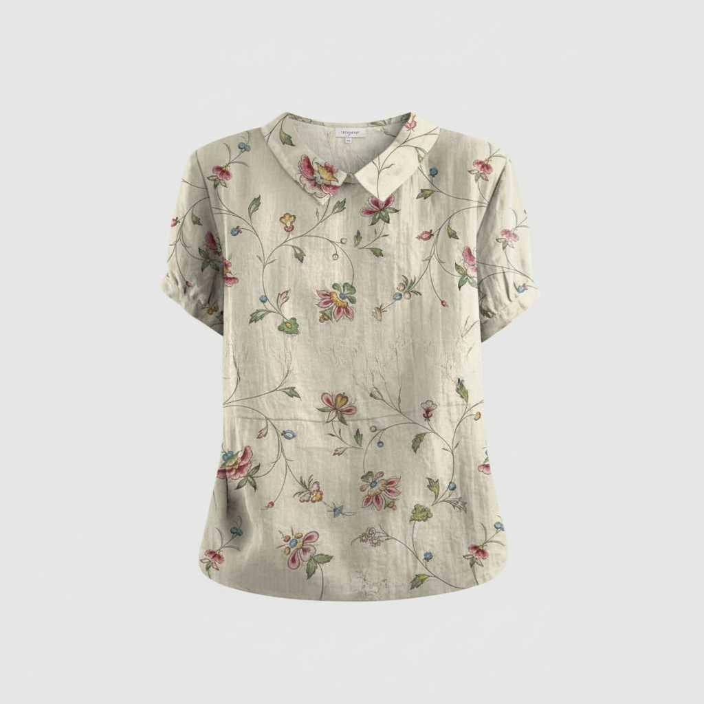 Damen Vintage Bluse mit Blumenmuster | Lässige Mode