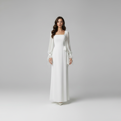 Elegantes Langarm Maxi Kleid für Hochzeitsgäste | Damenmode