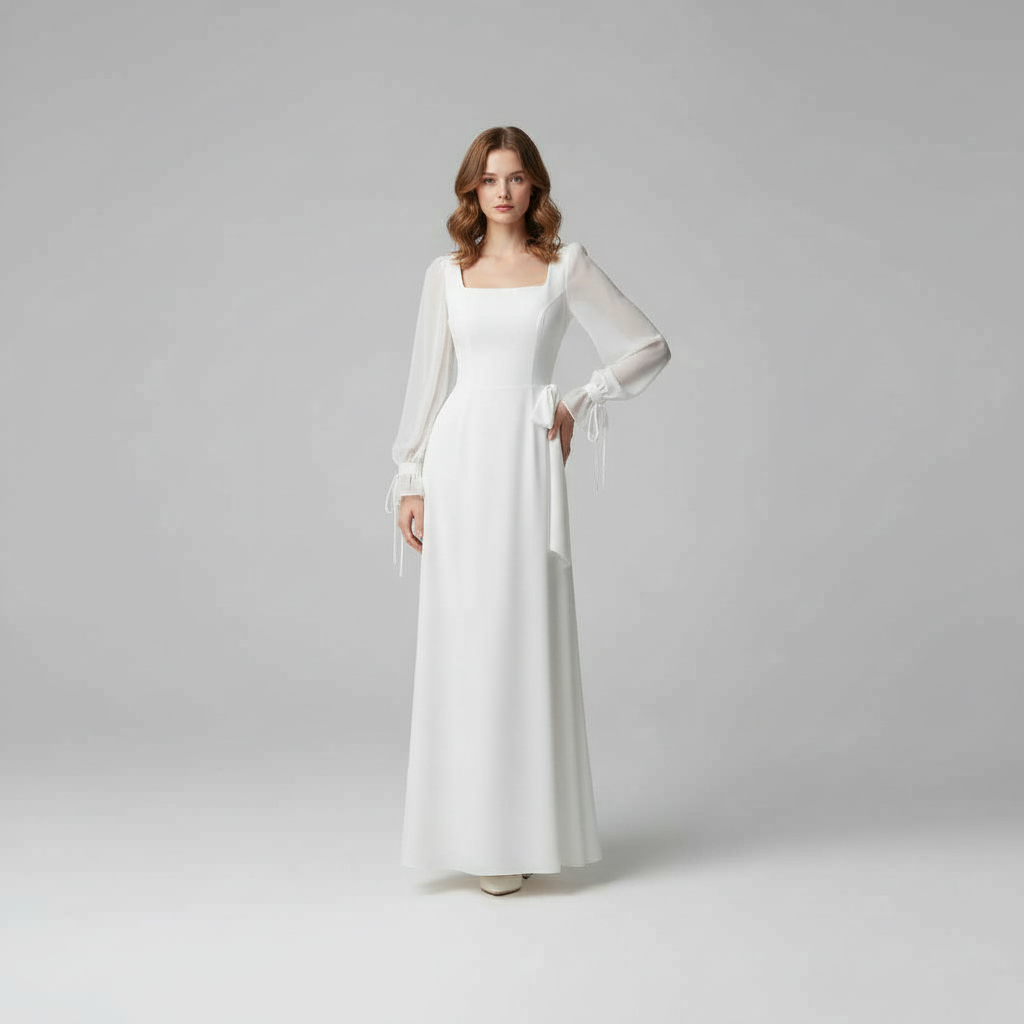 Elegantes Langarm Maxi Kleid für Hochzeitsgäste | Damenmode