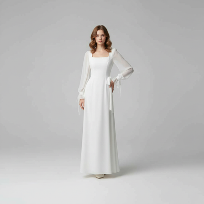 Elegantes Langarm Maxi Kleid für Hochzeitsgäste | Damenmode