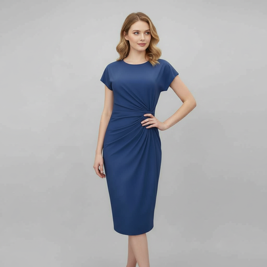 Elegantes Midi Kleid für Damen | Kurzärmlig
