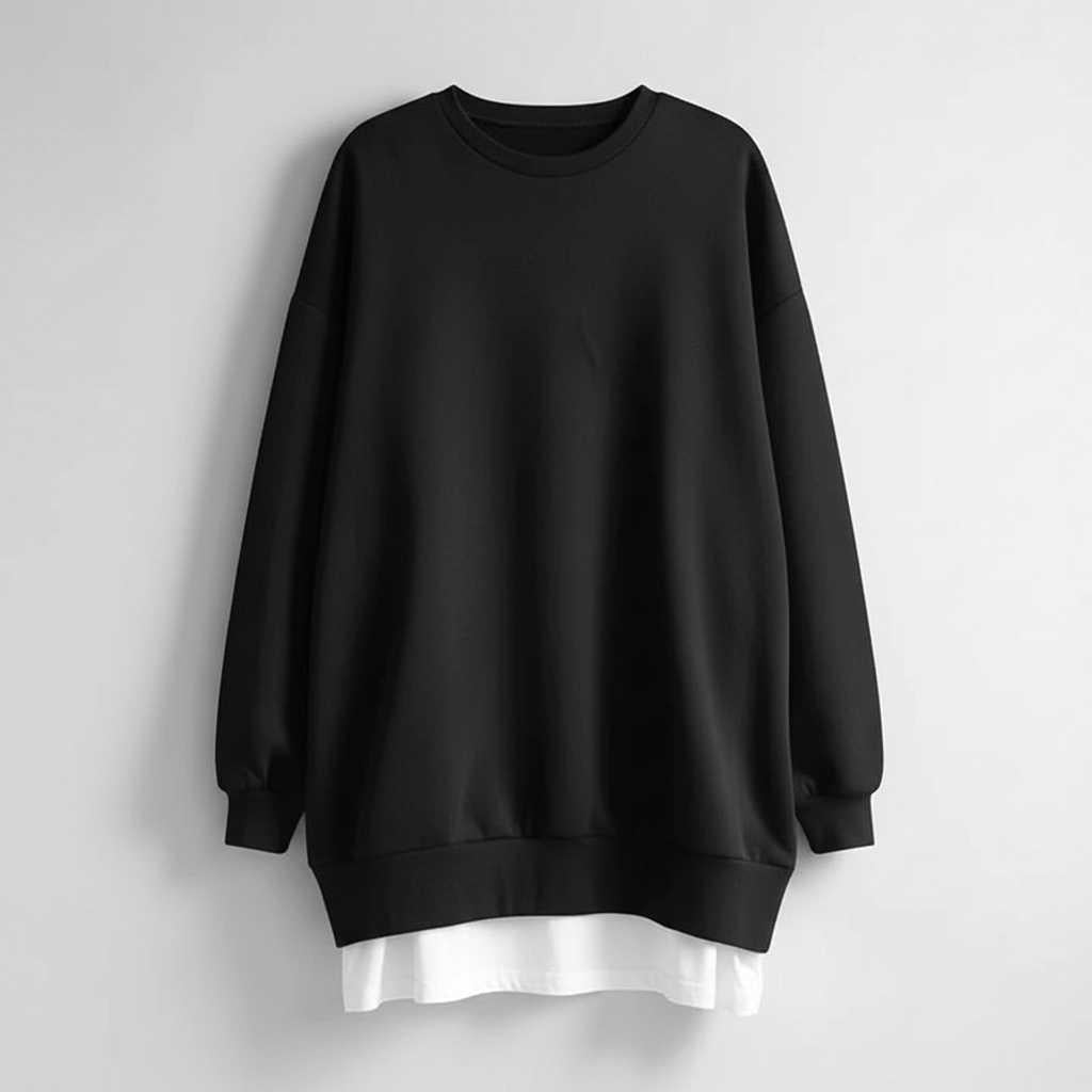 Oversized Rundhals Sweatshirt Damen | Langer Ärmel