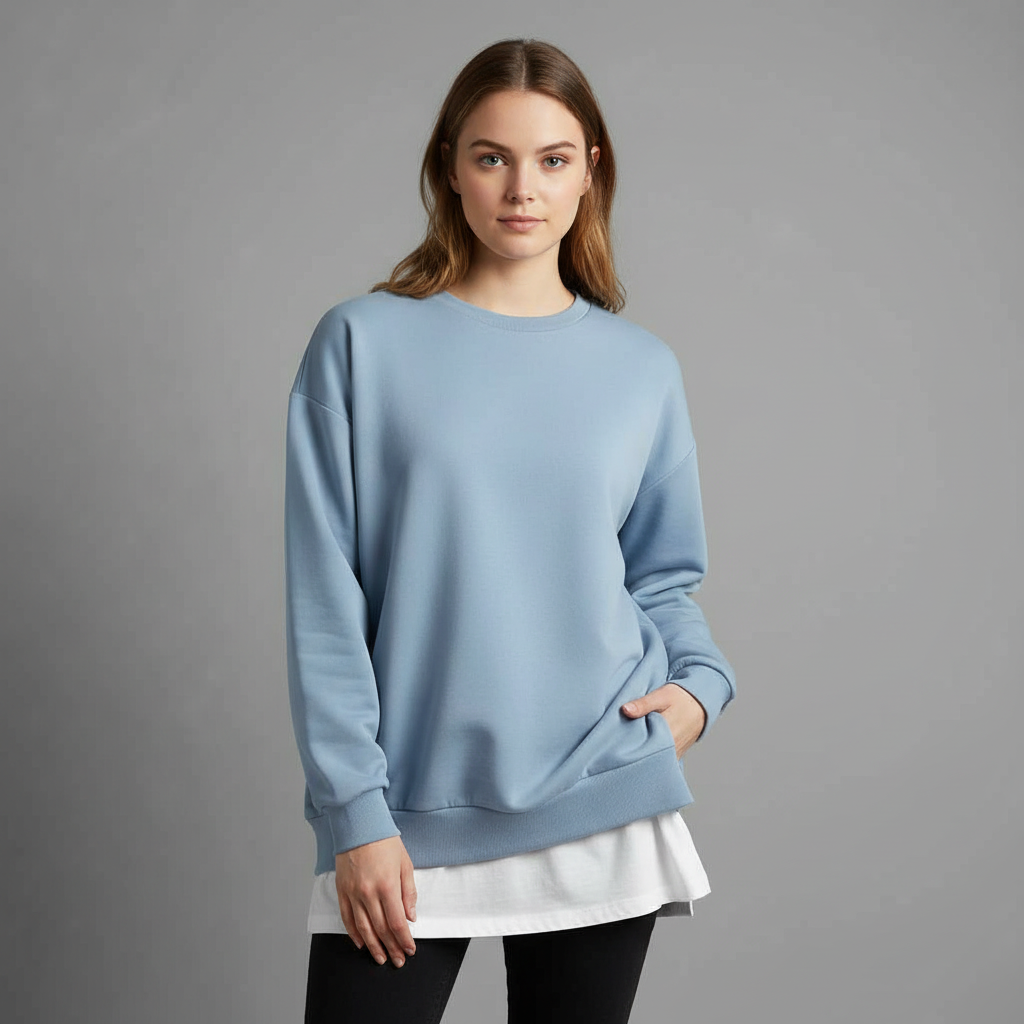 Oversized Rundhals Sweatshirt Damen | Langer Ärmel