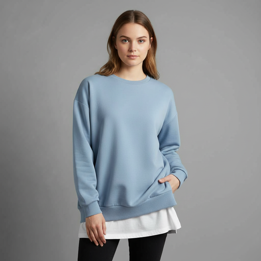 Oversized Rundhals Sweatshirt Damen | Langer Ärmel