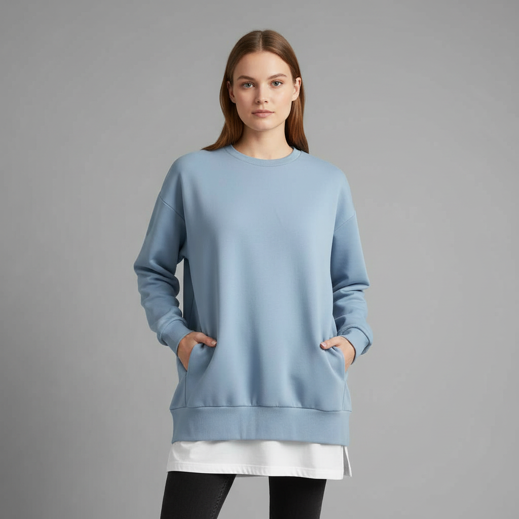Oversized Rundhals Sweatshirt Damen | Langer Ärmel