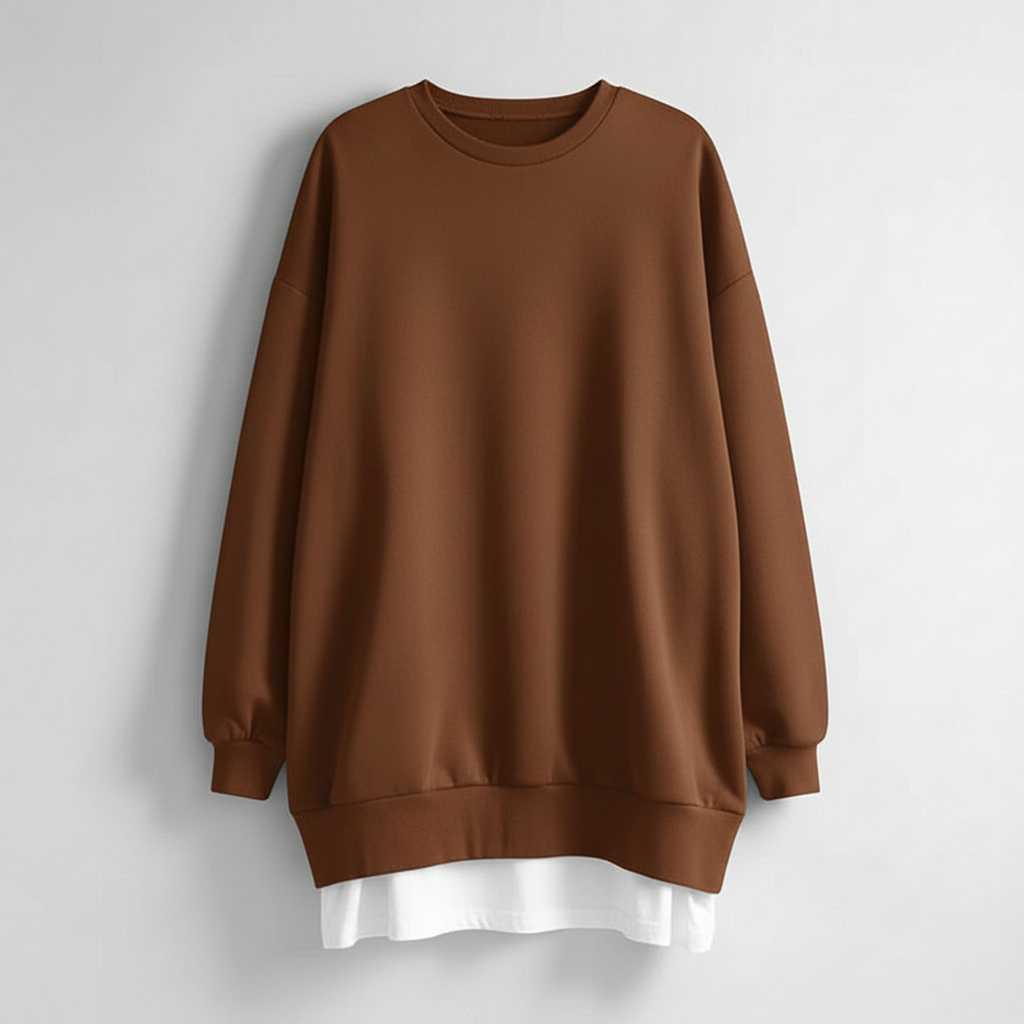Oversized Rundhals Sweatshirt Damen | Langer Ärmel