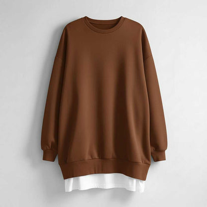 Oversized Rundhals Sweatshirt Damen | Langer Ärmel