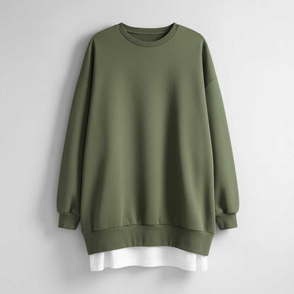 Oversized Rundhals Sweatshirt Damen | Langer Ärmel