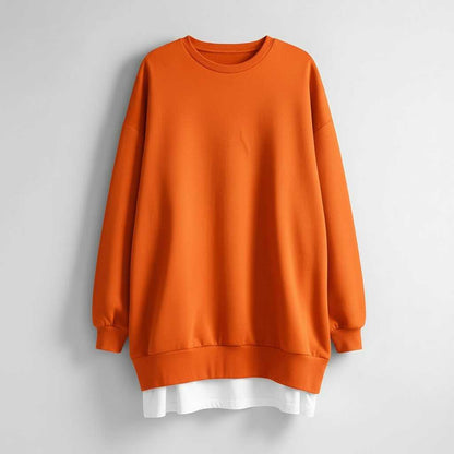 Oversized Rundhals Sweatshirt Damen | Langer Ärmel