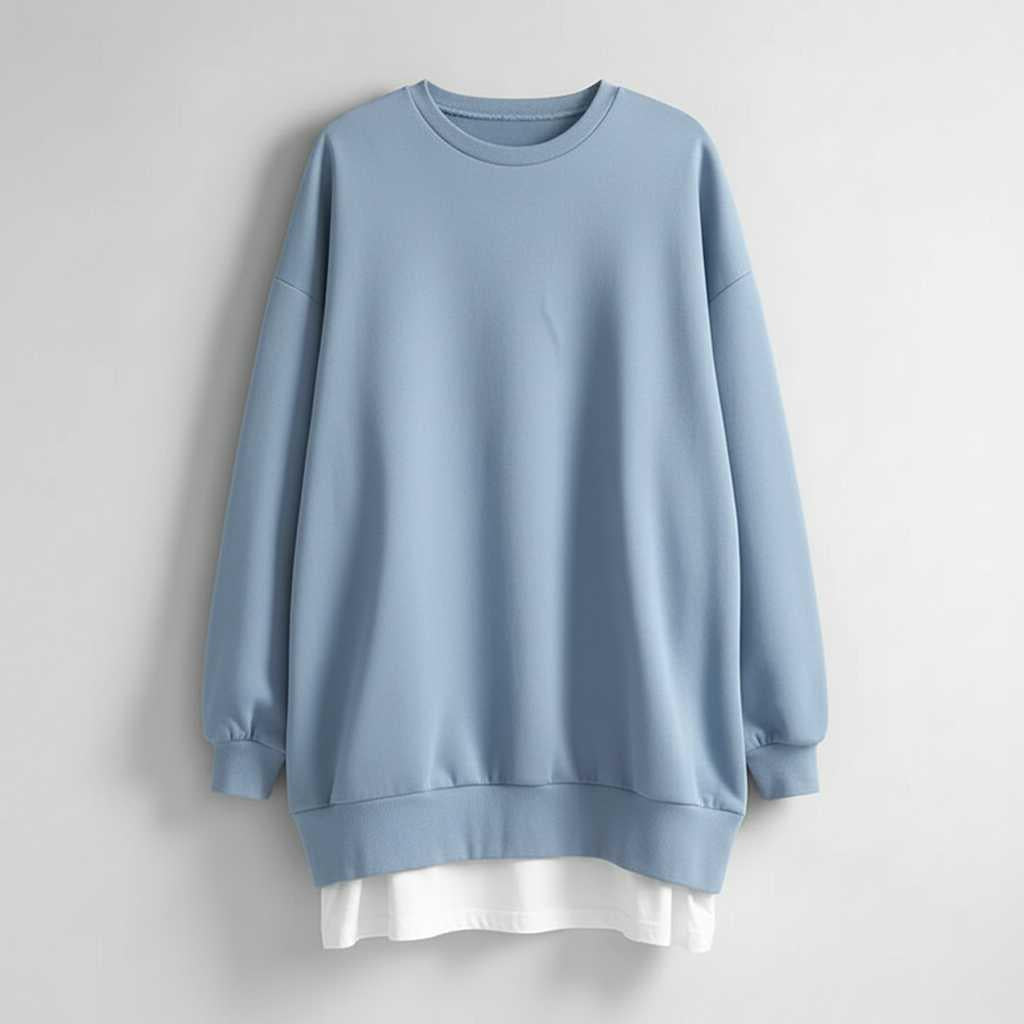 Oversized Rundhals Sweatshirt Damen | Langer Ärmel